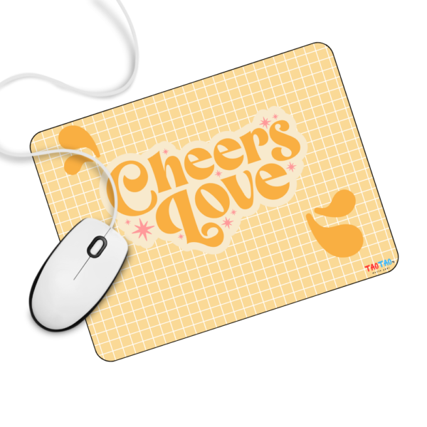 TAOTAO Mousepad – "Cheers, Love" Text Printed Rubber Mousepad for Computer | Stylish, Durable, and Non-Slip