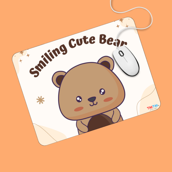 TAOTAO Mousepad – Cute Smiling Bear Vector Image Printed Rubber Mousepad for Computer | Durable, Non-Slip, and Adorable