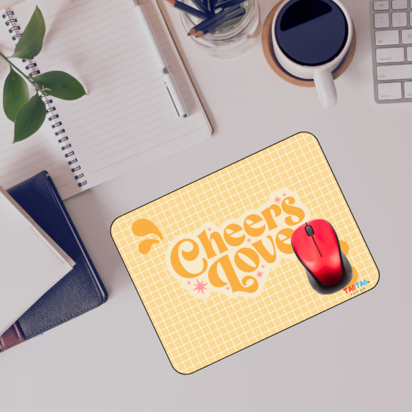 TAOTAO Mousepad – "Cheers, Love" Text Printed Rubber Mousepad for Computer | Stylish, Durable, and Non-Slip - Image 3