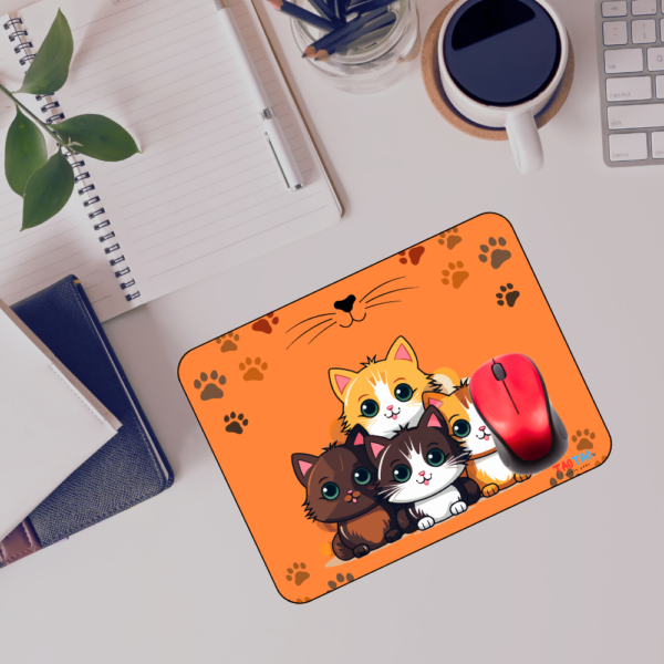 TAOTAO Mousepad – Adorable 3 Baby Cats Sitting Image Printed Rubber Mousepad for Computer | Cute, Durable, and Non-Slip - Image 3